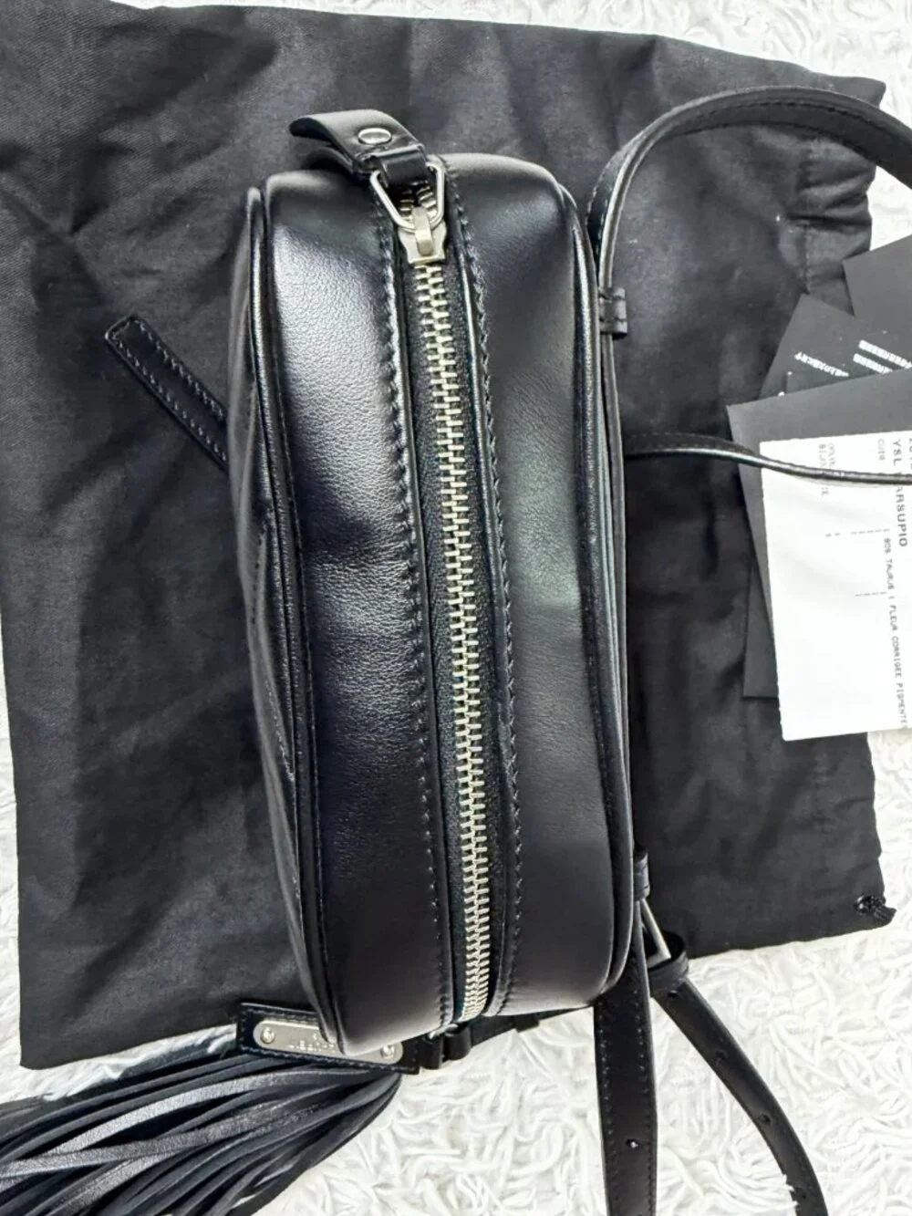 SAINT LAURENT Calfskin Matelasse Monogram Lou Belt Bag in Black - Picture 2 of 11